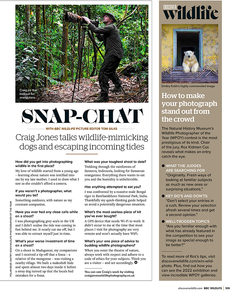 Craig Jones Wildlife Photography BBC Wildlife Magazine